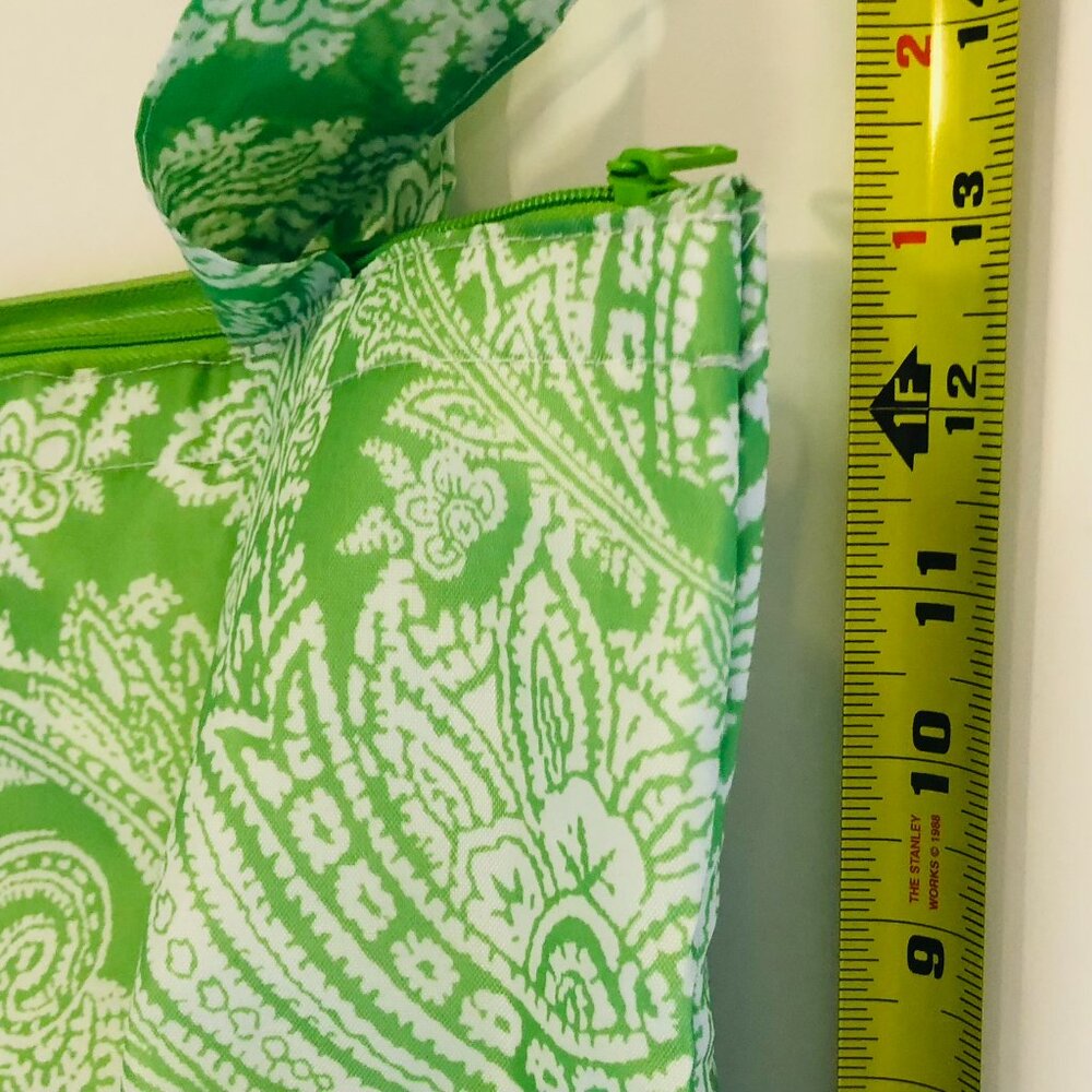 NWOT SACHI Insulated Foldable Market Tote Bag with Pouch Zip Green Paisley - Picture 10 of 16